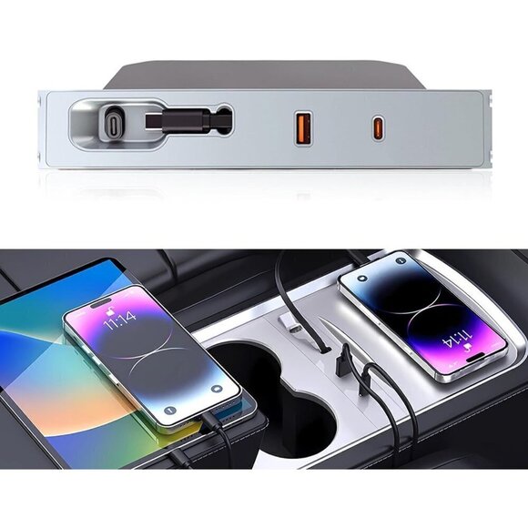 Fast Charger USB Hub Center Console Expansion Compatible with TESLA Model 3 - Picture 1 of 4